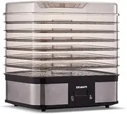 Devanti Food Dehydrator, 7 Trays 245W Electric Excalibur Dehydrators Dryer Machine Oven Jerky Yogurt Fruit Maker Home Small Kitchen Appliances, with Timer Stainless Steel Casing Silver