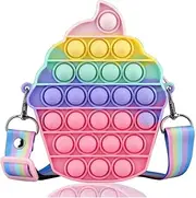 Pop Bag Pop Purse,Pop Shoulder Bag Fidget Toys for Kids Crossbody Purse Pop Fidget Bag for Girls (Cup Cake)