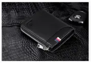THESETO Black Zipper Real Leather Money Bag Men's Wallet Notecase Wallet Burse