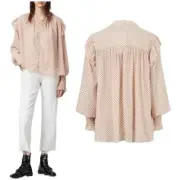 AllSaints NWT Lara Polka Dot Blouse Top Rosewater Pink Size 6 Floaty Crepe