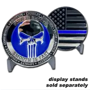 SK-024 Thin blue Line Police Skull Challenge Coin