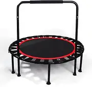 Eacam 40" Foldable Mini Trampoline, Indoor Trampoline for Kids, Adults Indoor/Garden Workout, Fitness Rebounder with Adjustable Foam Handle, Max Load 330/450 lbs