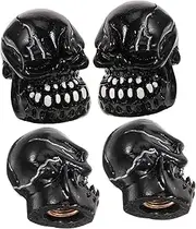 ifundom 4Pcs Skull Shaped Tire Valve Caps Reusable Air Nozzle Covers for Car Motorcycle Unique Decorative Valves Stem Caps Easy Installation Durable Design
