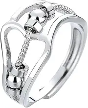[OATIPHO] 1pc Fidget Sensory Toys Anxiety Ring Rotatable Beads Lady Ring Ring Fidget