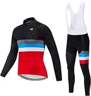 [Coconut Ropamo] Winter Cycling Jersey Sets Thermal Fleece Bike Jersey + Bib Pants, Cycling Clothing Set for Men