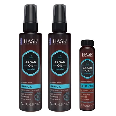 HASK ARGAN Repairing Shine Hair Oil for All Hair Types, Vegan, Color Safe, Glute