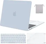 MOSISO Compatible with MacBook Air 13 inch Case 2022, 2021-2018 Release A2337 M1 A2179 A1932, Plastic Hard Shell&Keyboard Cover&Screen Film&Storage Bag for MacBook Air 13.3 inch Case, Baby Blue
