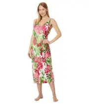 Natori Enchanted Peony Silky Satin Nightgown Sz S Vibrant Floral Print $64 NWT