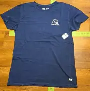 Quicksilver T-Shirt Men's XLarge Navy Blue Logo Surf Distressed Look NWT