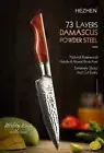 HEZHEN 5" Utility Knife 73 Layers Hand Forged & Folded Steel Damascus Kitchen