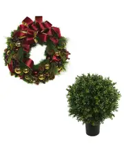 Creative Displays Classic Christmas Holiday Wreath & Uv Boxwood Drop-In