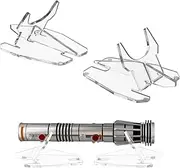Cosmos 1 Pair Lightsaber Stand Desktop Acrylic Lightsaber Display Holder Light Saber Hilt Fixed Stand Decorative Holders with Anti Slip Pad for Lightsabers, Dagger, Swords (Transparent Clear Color)