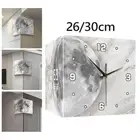 Acrylic wall clock with double -sided landscape for kitchen decoration