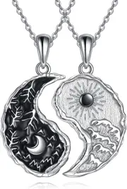 Yin Yang Tree of Life Necklace Sterling Silver Matching Couples Friendship Neckl