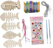 HAPINARY Full-Set Wooden Wind Chime Kits DIY Fish Wind Chimes Educational Craft for Boys and Girls Decorative Wind Bells