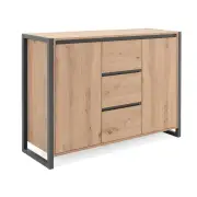 Design Square Henry Buffet Unit Sideboard W/ 2-Doors 3-Drawer Storage Cabinet - Natural/Black