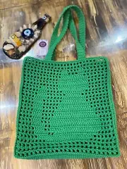 Crochet tote bag, cat person gift, crochet shoulder bag, crochet cat gift