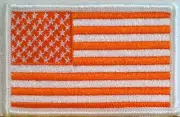 United States USA FLAG ORANGE & WHITE l Morale Patch W/ VELCRO® Brand White