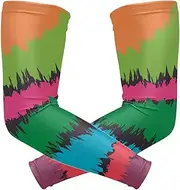 [voucong] Rainbow Paint Cool Art Arm Compression Sleeves (1 Pair), UV Sun Protection Sleeve Arm Cover for Women Driver Outdoor Sports & Outdoor Working, M, Rainbow Paint Cool Art