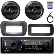 Pyle Single-DIN Boat MP3 Radio W/Kit + Adapter Plate, 2x 6.5'' 120W Max Speakers