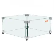 For Square Glass Wind Guard for Gas Fire Pit 493mm Tempered Shield with
