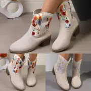 Women's Chunky Heel Suede Pointed Toe Extra Wide Calf Boots for Women Size 11