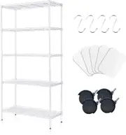 5 Tier Wire Shelves Storage Rack White Organizer Unit
