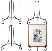 12 Inch Black Iron Picture Frame Stand, 4 PCS Adjustable and Stable Plate Holder Display Stand,Collapsible Frame Holder Stand for Book, Tabletop Art, Picture,Artworks,Photo and Platter