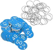 SHINEOFI 30pcs Number Tags with Metal Rings, Round Numbered Key Labels for Organizing Keys, Cards, Bags, and Lockers, Lightweight and Sturdy for Indoor and Outdoor Use, Sky-Blue