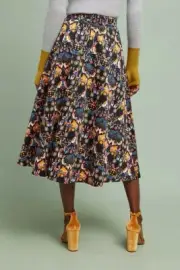 Anthropologie Whimsy Midi Skirt 8 $138 NWT Fox, Bunny Whimsical Print Eva Franco
