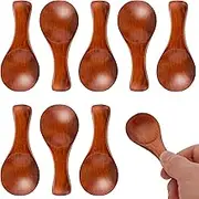 9PCS Mini Wooden Spoon Small Wooden Spoons For Jars Mini Wood SpoonS With Short Handle Salt Spoon Handmade Tiny Nature Scoops Honey Coffee Tea Sugar Salt Jam Mustard Spoons
