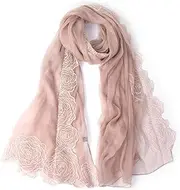 New Scarf, Solid Color Women's Long Embroidery Flower High-Grade Pleated Literary Wild Scarfs Shawl,E,105 * 190