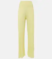 [Alaia] Alaïa Pleated high-rise jersey straight pants AU 8 yellow