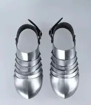 MILANESE BLUNT TOE SABATONS Costume Silver Finish Armor Shoes Gifts