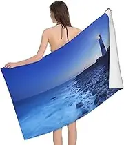 JBYJBX The Seaside Lighthouse Print Beach Towel Quick Dry Sandproof Microfiber Beach Bath Towel for Travel Pool Camping