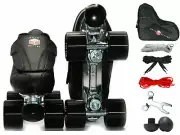 Epic Evolution Quad Roller Speed Skates with Removable Flap 7pc Bundle w/ Bag