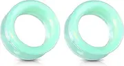[Pierced Owl] Green Opalite Glass Double Flared Saddle Tunnel Plug Earrings, Sold as a Pair