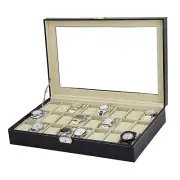 NNEDSZ Watch Box - 24 Slot Luxury Display Case With Framed Glass Lid