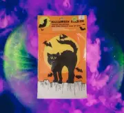 Black Cat Vintage Halloween Window Sticker Cling Static Stick-On NOS