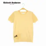 【KINLOCH ANDERSON】圓領熊頭刺繡針織上衣 金安德森女裝(淺黃)