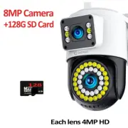 6K 12MP Wifi Camera Outdoor Security Camera Three Screen Three Lens PTZ 360° Sec