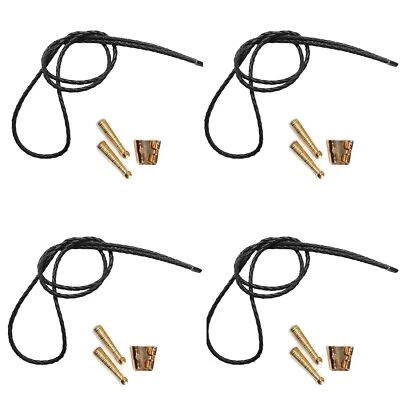 Blank Bolo String Tie Kit Standard Slide Texture Tip Black Vinyl Braid GoldTone