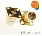 2-Pack SMA Male Panel Mount Gold Solder Post Connector RF Adapters, RF-M912-2