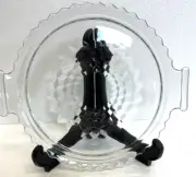 Vintage Jeannette Glass Cube Pattern Round Handled Tidbit Tray