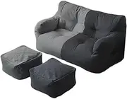 UYSOFRCV Large Bean Bag Sofa Cover, Washable Premium Soft Cotton Linen Lazy Lounger High Back Bean Bag Chair Seat Recliner Replacement Cover, Without Filler,S2