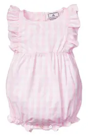 Petite Plume Gingham Ruffle Romper in Pink at Nordstrom, Size 18-24M
