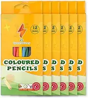 Vignette Stationery Coloured Pencils Multi Pack, 12 Colours, 6 Pack Set, Oil Based Soft Core, Drawing and Colouring Set