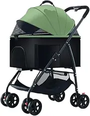 Pet Stroller Lightweight, Foldable and Detachable Pet Car for Walking Babies, Medium and Small Dogs and Cats When Going Out Small Pet Stroller(Green)