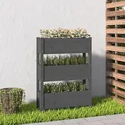 Raised Garden Bed, Elevated Planter Box Plant Container Grey 77x25x104.5 cm Solid Wood Pine