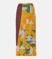 [Dries Van Noten] Dries Van Noten Printed silk satin maxi skirt AU 10 orange